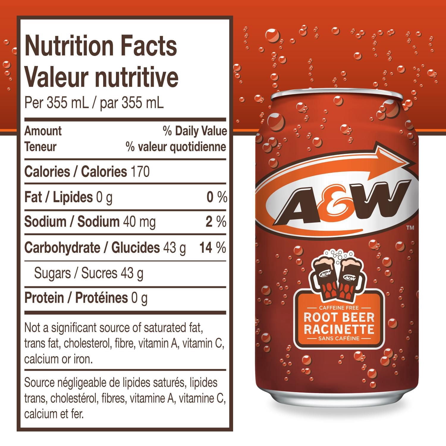 Caisse de 12 canettes de Root Beer A&WTM de 355 ml
