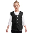 thumbnail image 1 of renvena Kids Button Volunteer Activity Vest Button Up Irregular Hem Waistcoat Sleeveless Waiter Black L, 1 of 5
