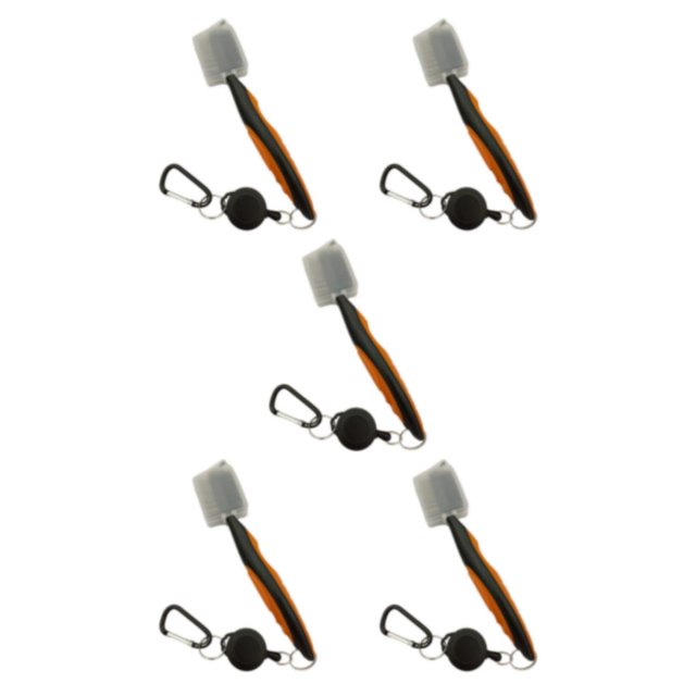 Redempat Stainless Steel Golf Club Brush Portable Solid Color Shoe Brushes Orange with Lid 5Set