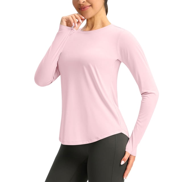 Besolor Hauts d'Entraînement pour Femmes à Manches Longues Légers UPF50+ Protection Solaire UV Course Randonnée Chandails Athlétiques de Gym