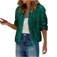 thumbnail image 2 of Simua Veste à Paillettes pour Femmes Mode Décontractée Manches Longues Fermeture Éclair Frontale Blazer Bomber de Fête avec Poches, 2 of 7