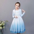thumbnail image 2 of HAWEE Reine des Neiges Elsa Princesse Robe de Fête Costume à Manches Longues Cosplay Costumes pour Fête d'Halloween, 2 of 6