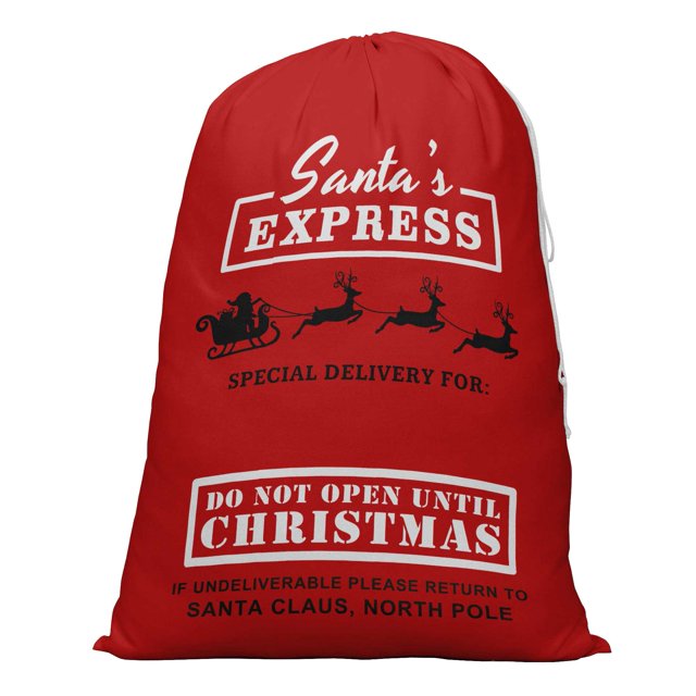 Printtoo Pack Of 2 Drawstring Special Delivery Extra Large Size Christmas Sack Re-Usable Xmas Present Storage 27x20 Inch