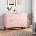 thumbnail image 1 of 6 Dresser Bedroom with Large Capacity, Chest of Drawers Wooden Dresser with Metal Handle, Pink Dresser for Bedroom,Living Room,Hallway and Entryway, Large Capacity Clothing Storage Cabinet, 1 of 5
