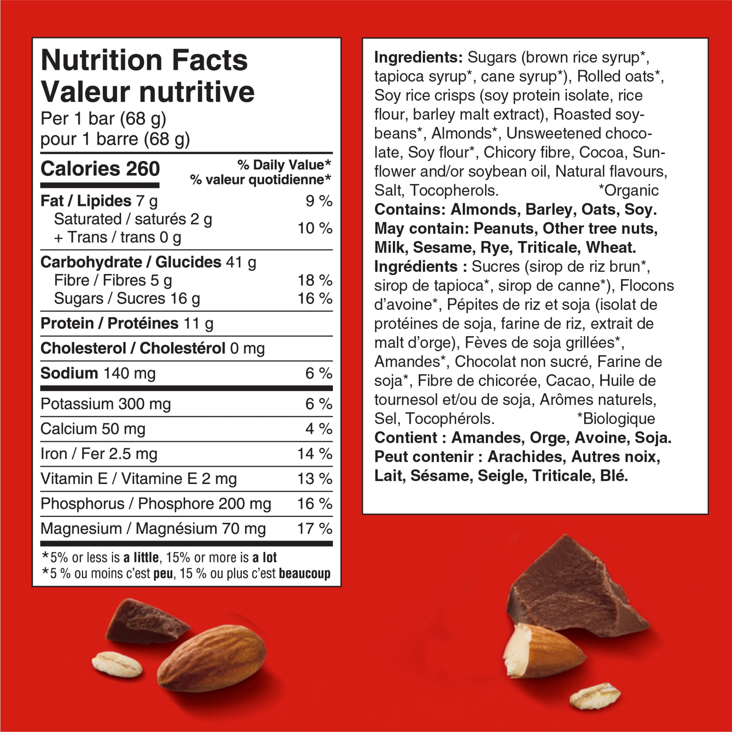 CLIF BAR Barres Énergétiques, Fondant au Chocolat et Amandes, Barre Granola, Riche en Protéines, Contient 70 % d'Ingrédients Biologiques