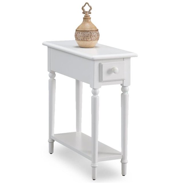 Bowery Hill Table d'Appoint avec Tablette en Blanc Orchidée
