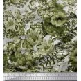 thumbnail image 1 of Soimoi Tissu Satin Modal Vert Rayé & Floral Décor Imprimé BTY 42 Pouces de Large, 1 of 3