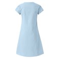thumbnail image 5 of Robes Soleil pour Femmes 2023 Mode Décontractée Femmes Ample Col en V Été Uni Manches Courtes Robe en Coton et Lin Essayer avant d'Acheter Vêtements pour Femmes Robes en Liquidation, 5 of 5