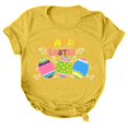 thumbnail image 3 of Daisyyozoid Chandail en Molleton Drôle de Pâques pour Femmes Décontracté Ample Col Rond Manches Courtes Imprimé Lettre Blouse T-shirt, 3 of 4
