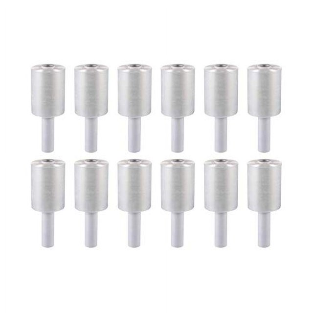 12 Paquets de Pellicule Étirable de 5 Pouces x 1000 Pieds avec Poignée, Calibre 70, Extra Épaisse, Mini Rouleaux Transparents d'Étirement à la Main, Transparents