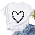 thumbnail image 2 of Diufon Hauts de la Saint-Valentin pour Femmes Tendance à Manches Courtes Col Rond Tunique Chemise Décontractée Mignonne Blouse à Imprimé Graphique, 2 of 3