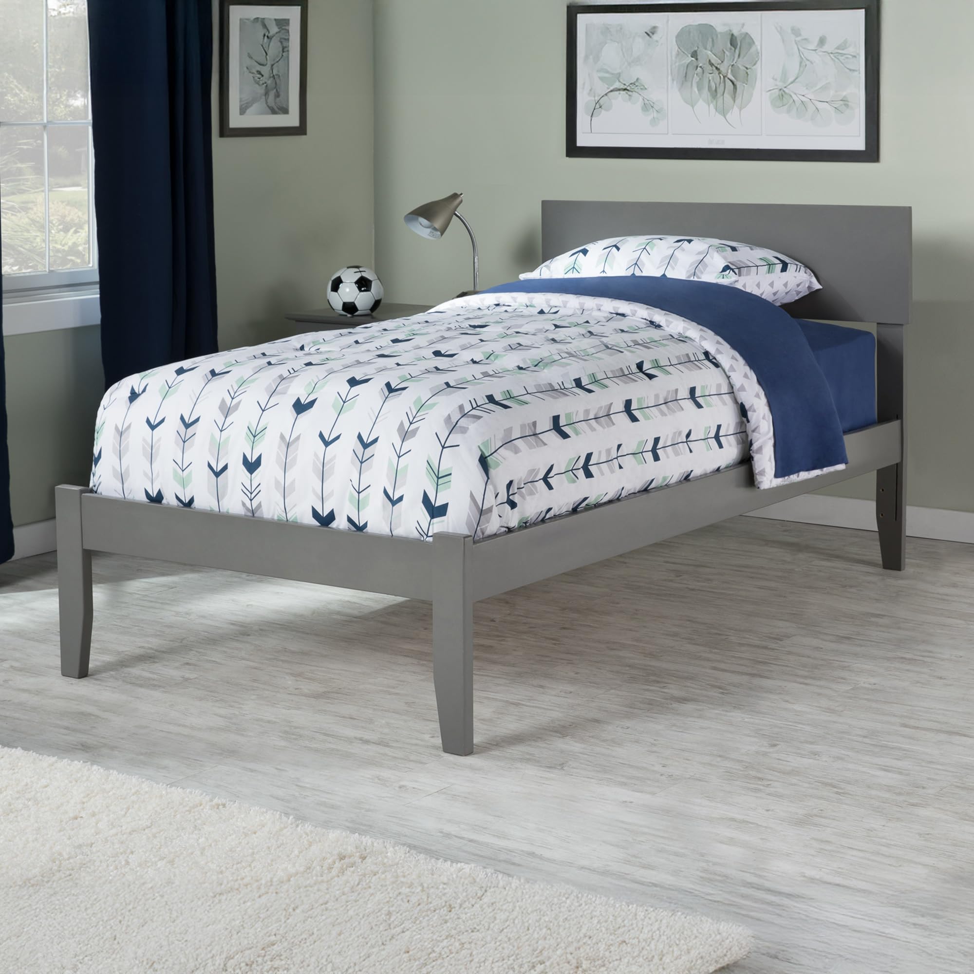 Orlando Twin Solid Wood Platform Bed in Grey