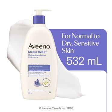 Aveeno Stress Relief Moisturizing Lotion, Lavender, Prebiotic Oat, Non-Comedogenic Moisturizer