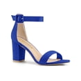 thumbnail image 1 of BLISSFUL STEP Women's Shoes Ankle Strap Block Heel Buckle Open Toe Sandals Dark Blue 6, 1 of 7