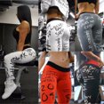 thumbnail image 3 of xiaxaixu Leggings de Yoga pour Femmes Taille Haute Lettre Imprimé Pantalon de Course de Rue, 3 of 5