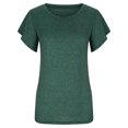 thumbnail image 3 of Birdeem Fashion Women Round Neck Short Sleeve Ruffle Solid T-Shirt Tops Summer Blouse, 3 of 7