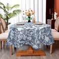 thumbnail image 5 of Oval Tablecloth 52 x 70 Inch Blue, Vintage Floral Tablecloth for Oval Table, Fabric Wrinkle Free Washable Waterproof Retro Tablecloth Oval Table Cloth for Kitchen Dining Room Table, 5 of 5