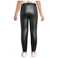 thumbnail image 2 of MSemis Girls Jazz Dance Leggings Metallic Ribbed Elastic Waistband Solid Color Toursers for Hip-hop Performance Black 130, 2 of 7
