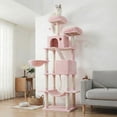 thumbnail image 4 of Large Cat Tree with 13 Scratching Posts, 2 Perches, Hammock, for Indoor Cats, Pink, 4 of 8