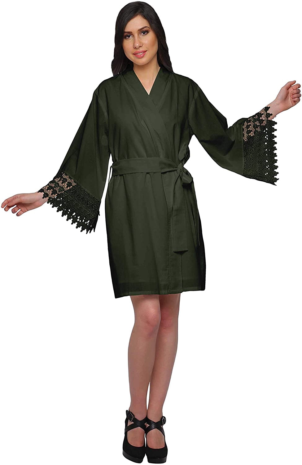 Moomaya Cotton Kimono Robes For Women Lightweight Solid Short Bridesmaid Robes