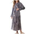 thumbnail image 1 of Timegard Womens Bathrobe Long Sleeve Lapel Neck Nightgowns Long Plush Robes Fall Winter Warm Comfy Robe, 1 of 6