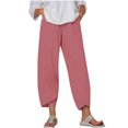 thumbnail image 2 of RXIRUCGD Capris d'Été pour Femmes, Confortables, Amples, à Jambes Larges, Mode, Couleur Unie, Rose, Taille : M, 2 of 5