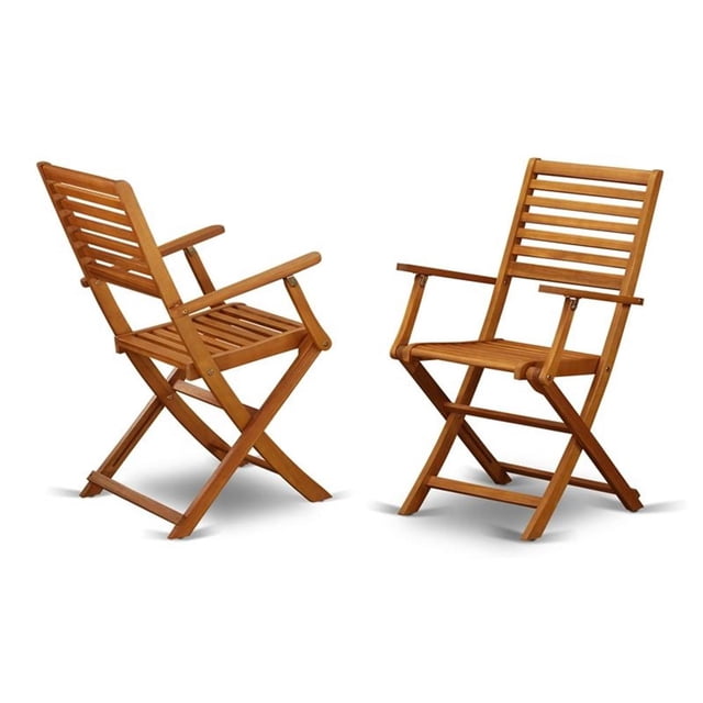 Pemberly Row Chaises de Salle à Manger de Patio en Bois, Huile Naturelle (Ensemble de 2)