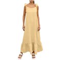 thumbnail image 3 of Sentmoon Robes Affaires Décontractées Sans Manches à Col Rond Robe de Cocktail Printemps Couleur Unie Dos Nu Coupe Régulière Robes d'Été Respirantes pour Voyage et Vacances Kaki TTG, 3 of 8