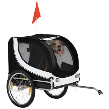 Aosom Vélo pour Chien, Remorque Chariot pour Animal de Compagnie Bicyclette Wagon de Voyage Transporteur de Fret, Blanc