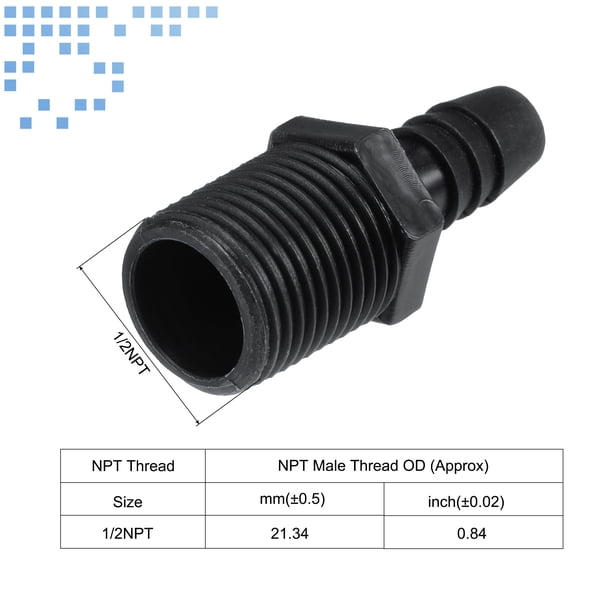 Lot De 2 Adaptateurs Nylon – 1/2 NPT Mâle Vers 3/8 Tuyau Barbe, Droit