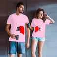 thumbnail image 4 of Chandails à Col Rond pour Couples Assortis Imprimé Cœur de la Saint-Valentin Mode Manches Courtes Décontracté T-Shirt Ample Confortable Confortable Doux Mari Femme Tenue de Vacances Vêtements Rose TTTG, 4 of 6