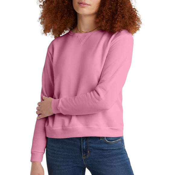 Hanes Womens Women's EcoSmart V-Notch Crewneck Sweatshirt, Fleece Pullover Sweatshirt for WomenSweatshirt