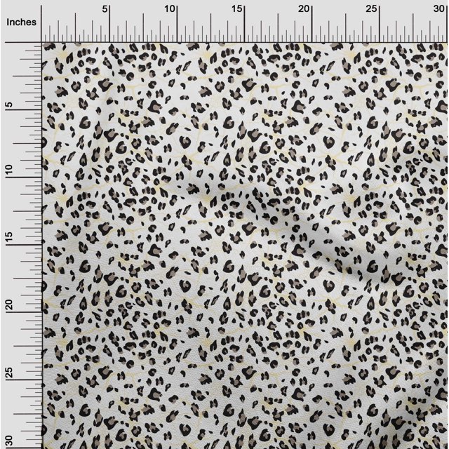 oneOone Georgette Viscose Fabric Leopard Animal Skin Printed Fabric 1 Yard 42 Inch Wide