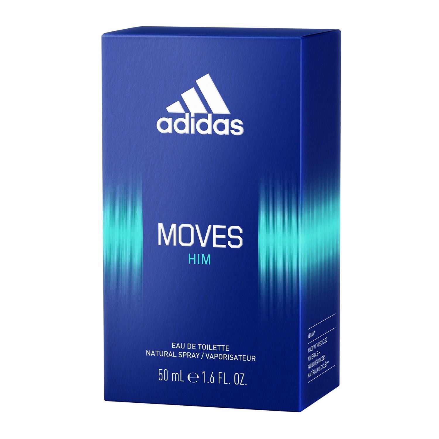 adidas Moves for Him Eau de Toilette pour Homme, Parfum aromatique, Notes de tête : pomme verte, anis, persil italien, menthe poivrée, mandarine et poivre noir, 50ml