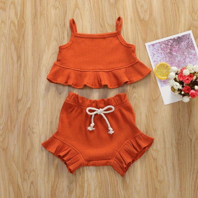 LSLJS Children Solid Color Drawstring Shorts Baby Girl Sleeveless Sling Top Sets Summer Clothes Kids Clothing Trendy 2024