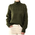 thumbnail image 1 of Besolor Chandails à Col Roulé pour Femmes Manches Longues Décontractées Tricot Torsadé Pull Ample Automne Hiver, 1 of 4