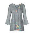thumbnail image 5 of Hauts à Manches 3/4 pour Femmes Mode Femmes Imprimé à Boutons Décontracté Col en V T-Shirt Blouse à Manches 3/4 Hauts Robe T-Shirt Femmes Été T-Shirts pour Femmes Robe d'Été avec Manches pour Femmes, 5 of 5