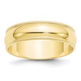 thumbnail image 1 of Bague Demi-Ronde en Or Jaune 10K 6 mm Légère à Grain de Mil Taille 10, 1 of 4