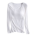 thumbnail image 2 of RKSTN Pyjama pour Femmes Confortable Léger avec Soutien-Gorge Rembourré Intégré Pyjama Couleur Unie Manches Longues Col Ras du Cou Tenue de Nuit Polyvalente Tenue Décontractée d'Hiver Haut une Pièce, 2 of 3