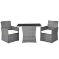 thumbnail image 2 of Costway 3PCS Patio Rattan Furniture Set Cushioned Sofa Armrest  Garden White, 2 of 10
