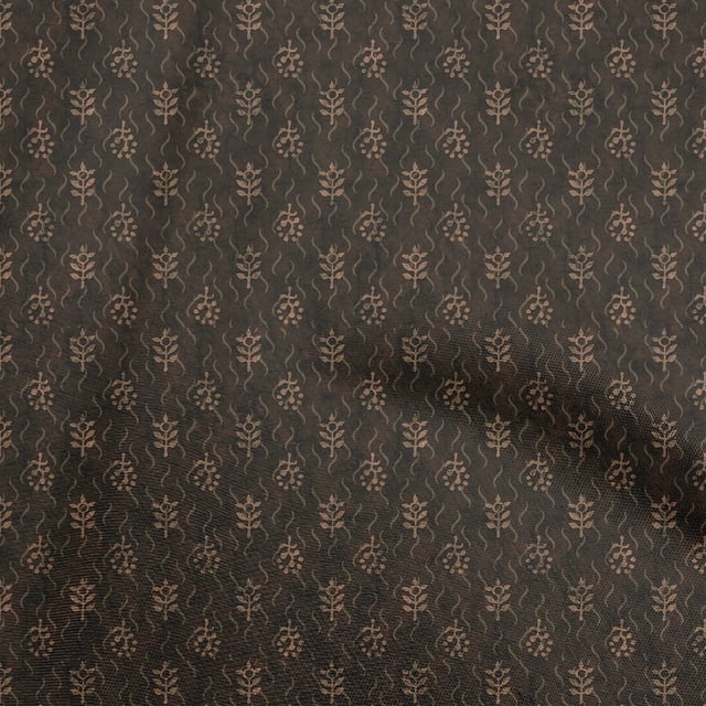 oneOone Georgette Viscose Brown Fabric Abstract Craft Projects Decor Fabric Printed By The Yard 42 Inch Wide