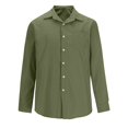 thumbnail image 3 of RXIRUCGD Blouse à Manches Longues pour Hommes, Mode Décontractée, Couleur Unie, Boutons, Poches, Col Rabattu, Vert Armée, Taille : 2TG, 3 of 5