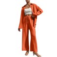 thumbnail image 1 of UPPADA Brown Lounge Set,Women Two Piece Fall Outfits 2 Pc Oversized Outfits Fleece Zip up Hoodie Matching Drawstring Joggers Tracksuit Sets with Pockets Orange,S, 1 of 6