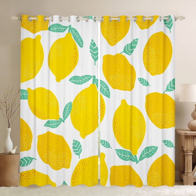 Erosebridal Rideaux Jaune Citron pour Salon, Rideaux et Draperies Fruits Tropicaux (52x84), Déco de Chambre Botanique