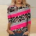 thumbnail image 2 of CEHVOM T-shirt Ample à Imprimé Léopard pour Femme, Manches 3/4, Col Rond, Haut Décontracté, Liquidation, 2 of 5