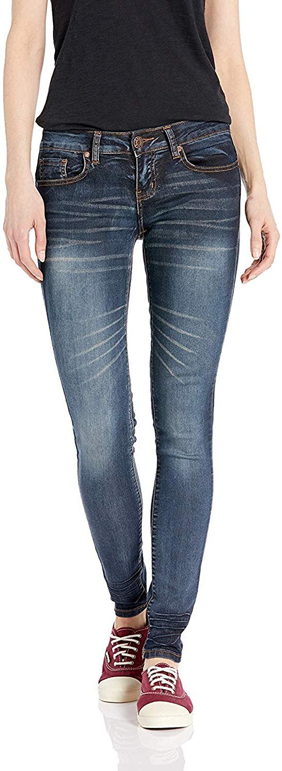 Cover Girl Jeans Juniors Low Rise Waisted Butt Shaping Skinny Dark Blue Size 9