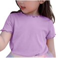 thumbnail image 4 of AherBiu Girls T Shirts Ruffle Short Sleeve Tops Cotton Soft Tee Tops Crewneck Casual Solid Color Tshirts 1-9 Years, 4 of 4
