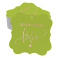 thumbnail image 1 of Inkdotpot Pack Of 100 Real Rose Gold Foil Bracket Shape Paper Tags Made With Love Wedding Favor Hang Tags, 1 of 7