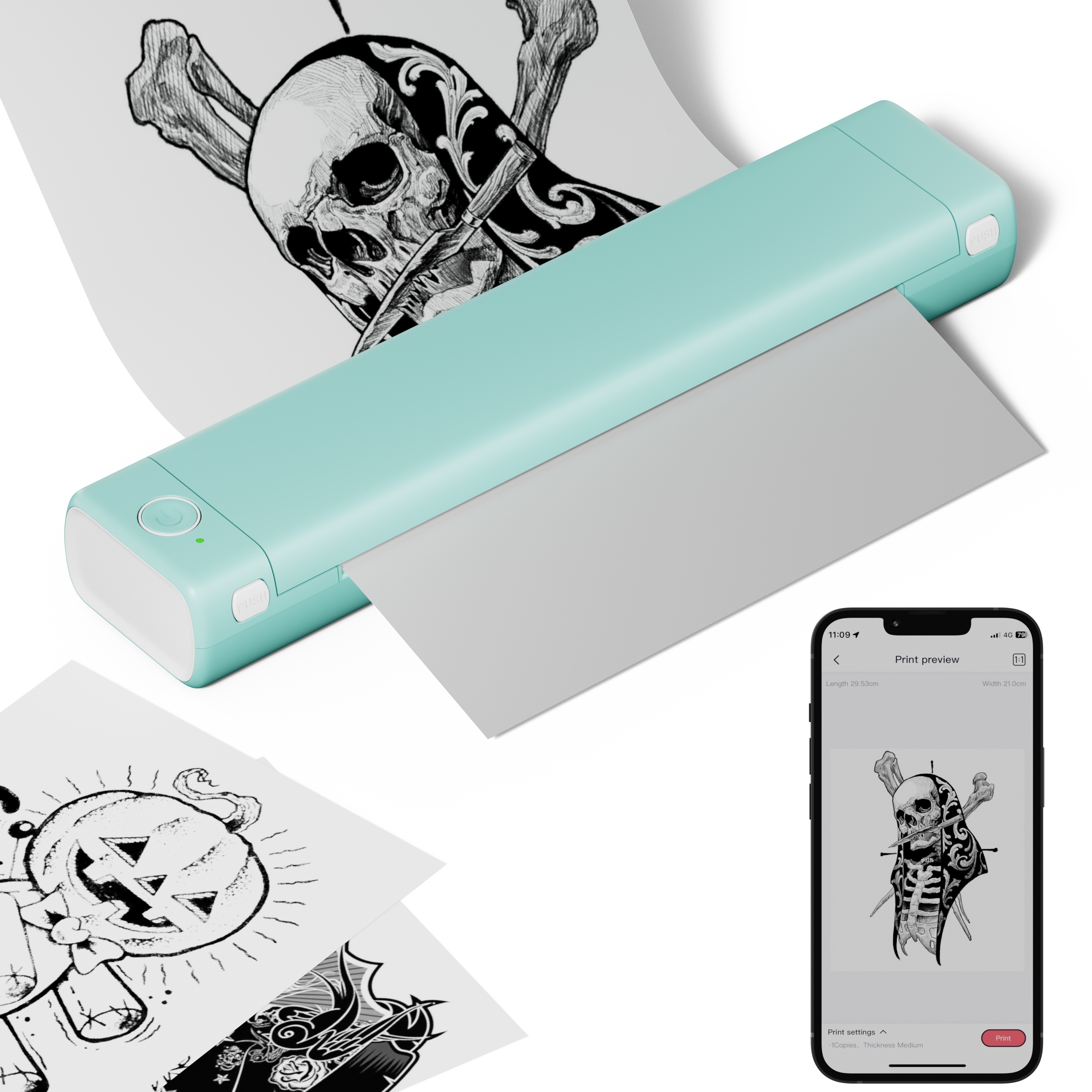 Phomemo M08F Imprimante Portable Sans Fil pour Voyage - Support d'Imprimante de Tatouage