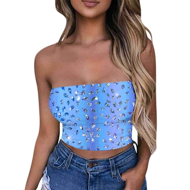 Tube Tops, Womens Printed Strapless Yoga Exercise Chest Wrap Pullover